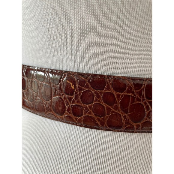 Vintage HARTMANS Genuine Leather Brown Croc Embossed Belt Women Size M - Picture 3 of 8